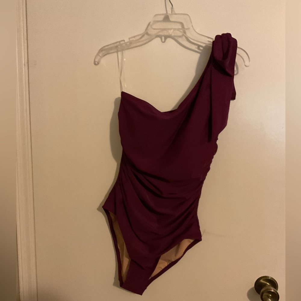 J. Crew Purple Asymmetrical one shoulder, One Piece Swimsuit